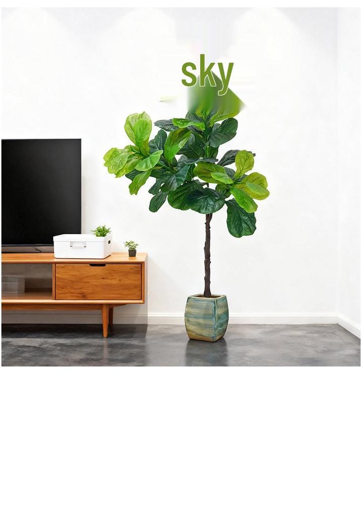 Artificial Fiddle Leaf Fig Plant with 3 Branches and 47 Leaves - Waterproof, Sunscreen, Nordic Style for Indoor/Outdoor Decor