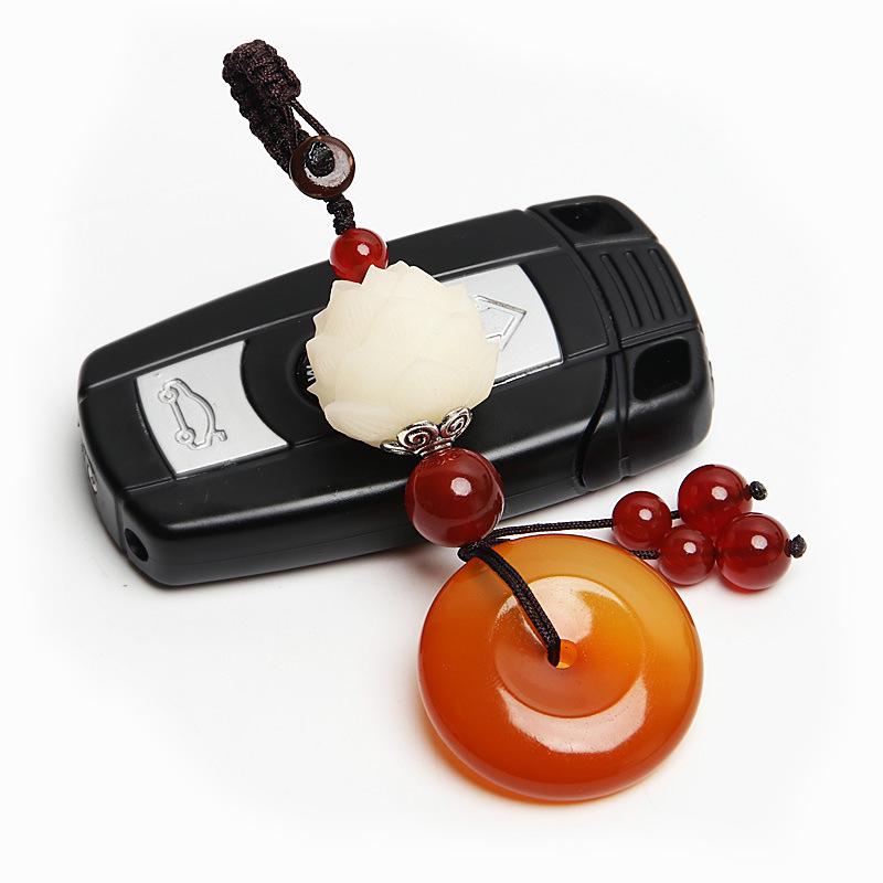 Bodhi Lotus Agate Peace Buckle Keychain Pendant