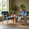 2er-Set Retro-Sessel Soler mit Veloursprints und Holzarmlehnen – Family Meble