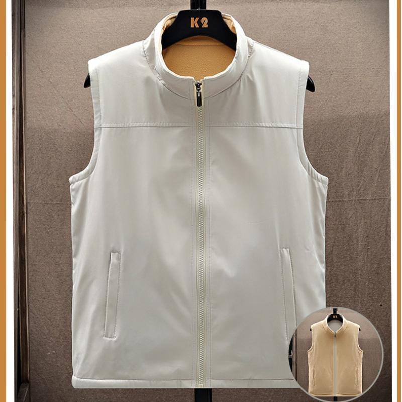 Autumn And Winter New Style Double-sided Vest Men's Stand-up Collar Casual Loose Vest Vest Large Size Vest Warm Jacket For Men