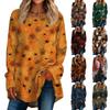Women's Loose Fit Neck Halloween Print Long Sleeve Tunic Top