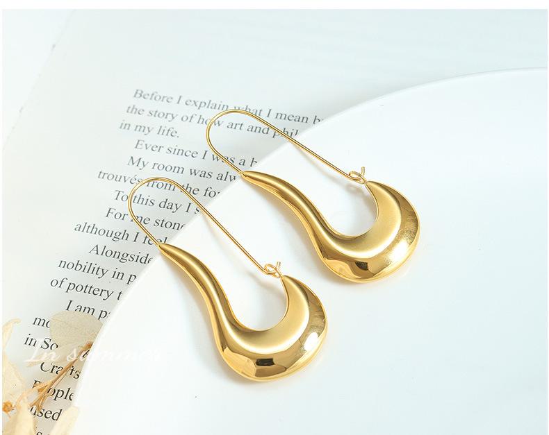 Brand French Geometric 18K Gold-Plated Titanium Steel Earrings - Irregular Shape and Cool Style for Women's Commuting Fashion