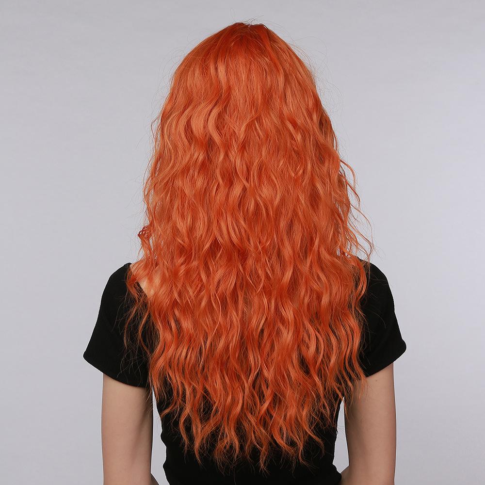 Halloween Wig Orange Small Curly Bangs Long Curly Hair Mechanism Headgear Wigs Orange Christmas Wig