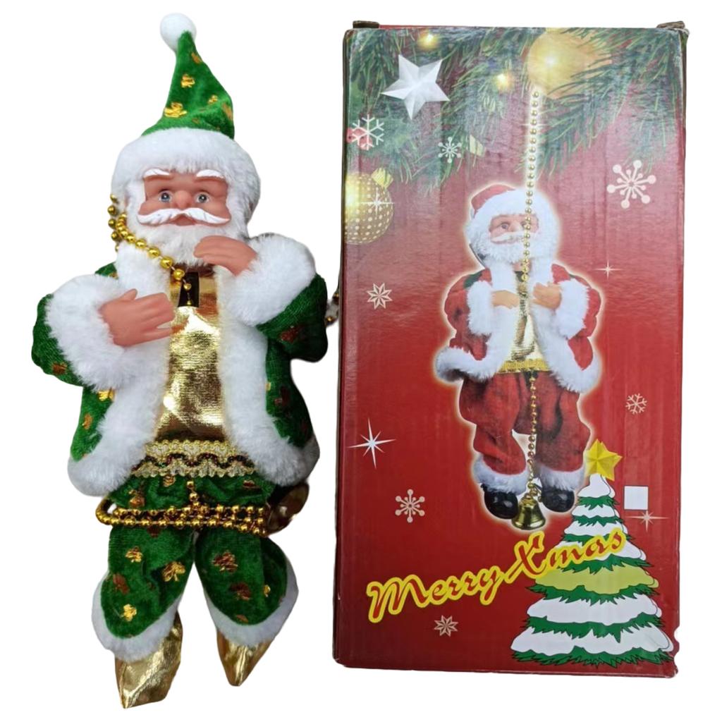 Jultomte Klätterpärlor Batteridriven Elektrisk Klättra Upp och Ner Klättrande Tomte med Ljusmusik Juldekoration Ornament