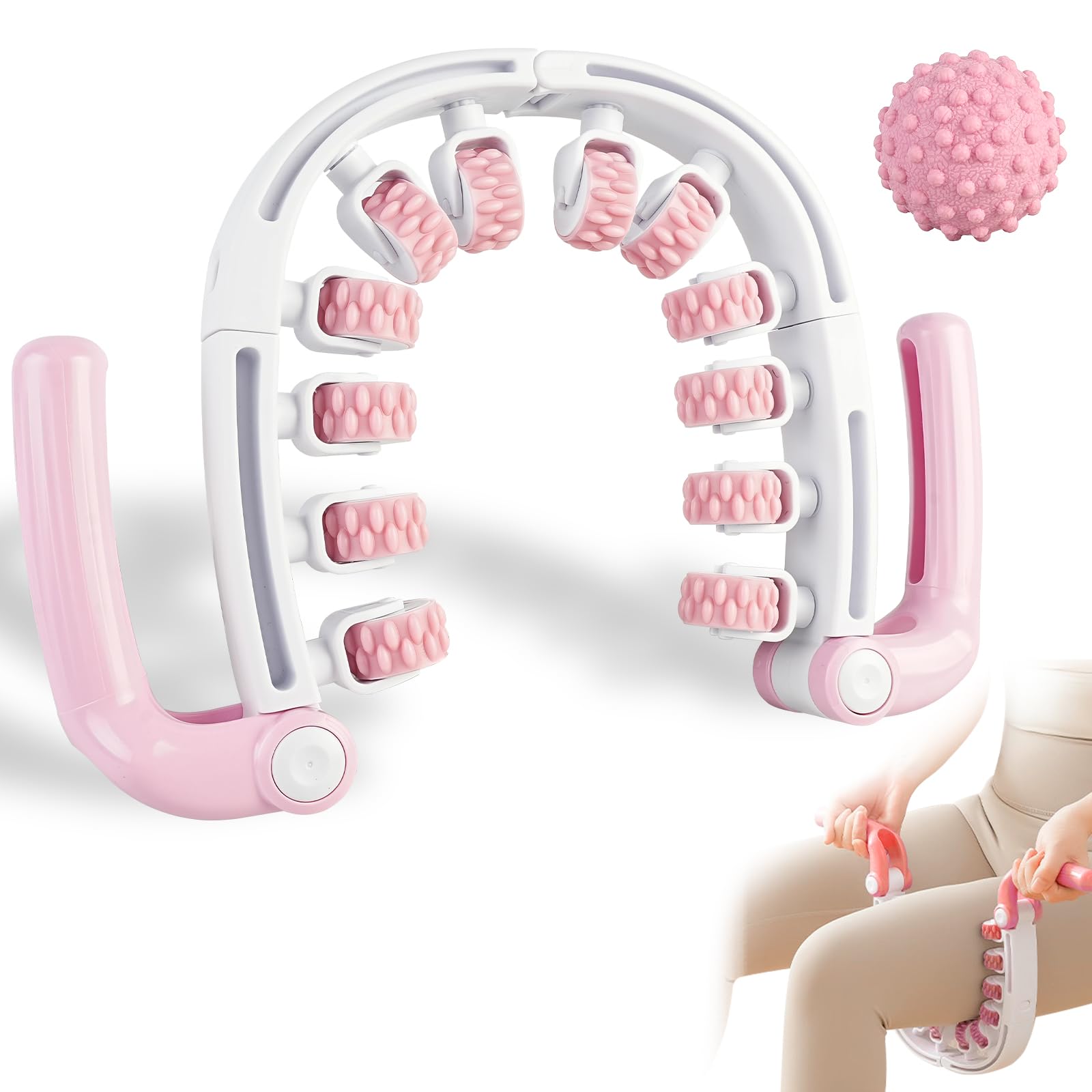 

VOOCYE Ролик для массажа стоп и бедер, для снятия стресса, для йоги, для спорта, легко носить, массажер, облегчение, принадлежности, массаж на 360°, противоскользящий, съемный, оборудование, розовый