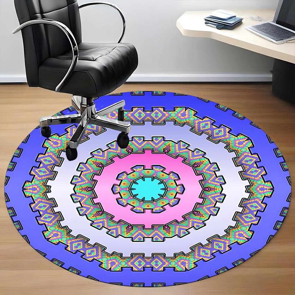 1pc Kaleidoscope Patterns Chair Carpet for Office Non Slip, Machine Washable Rug for Office, Room Holiday Decor for Christmas, Birthday Polyester