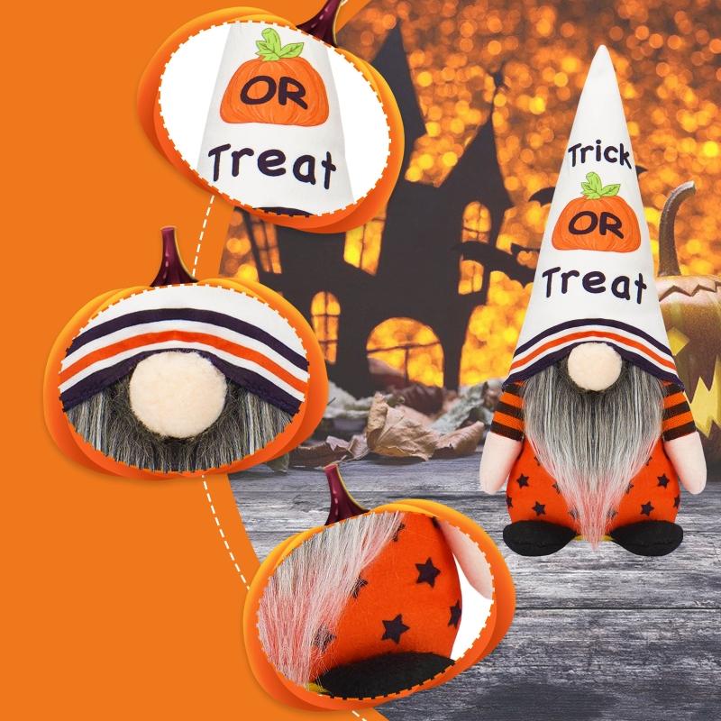 Halloweenský trpaslík dýňový netopýr Dekorace pro panenky bez tváře 2ks pan a paní skandinávský Tomtes stolní ozdoba vrstvený podnos