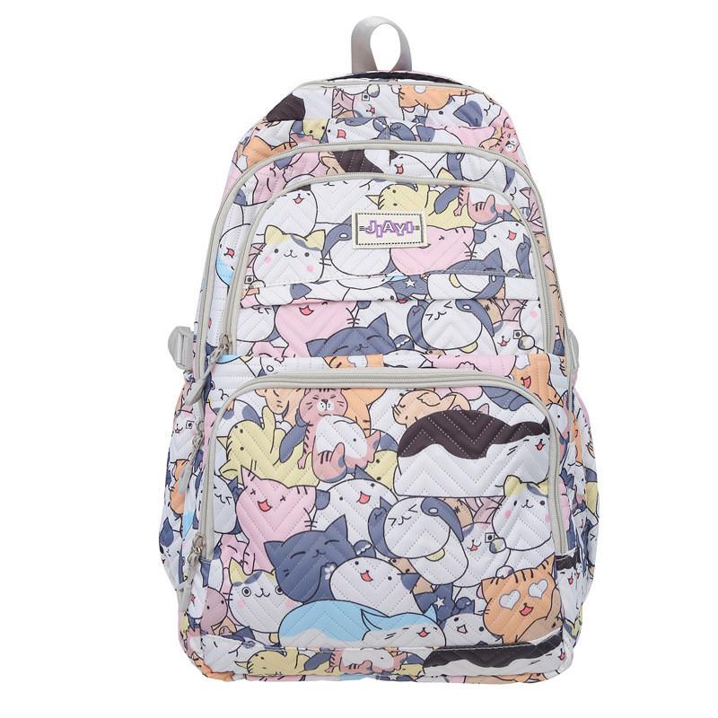 Cute Goose Cartoon Cat White Bear Sheep Pattern Student Backpack Teens For