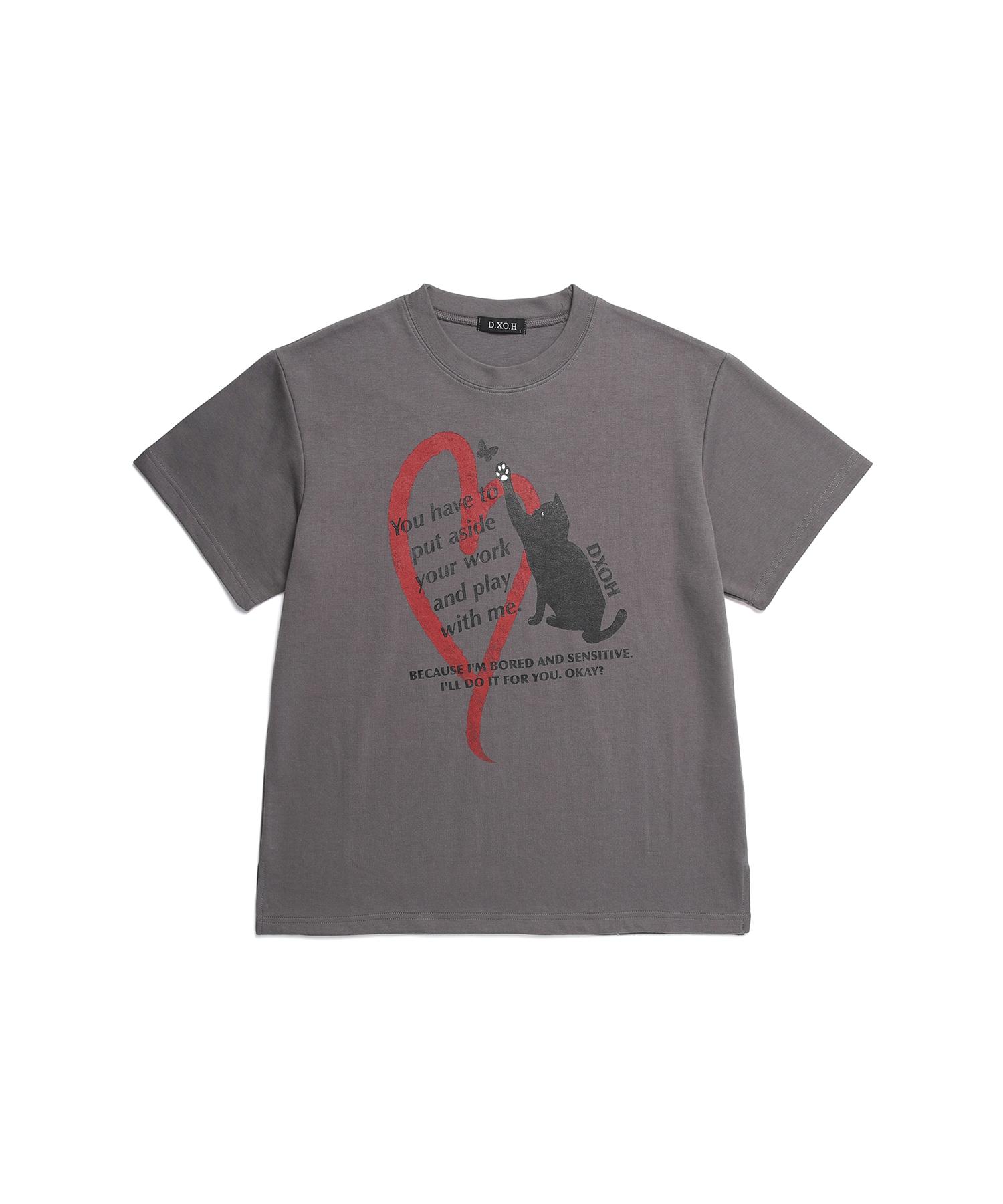 D So H Heart Cat T-Shirt Charcoal 2