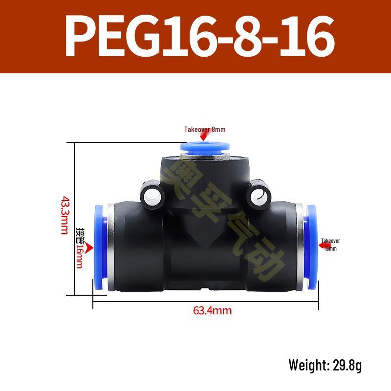 Pneumatická T-redukce rychlospojka pro PE trubky (4-14 mm)