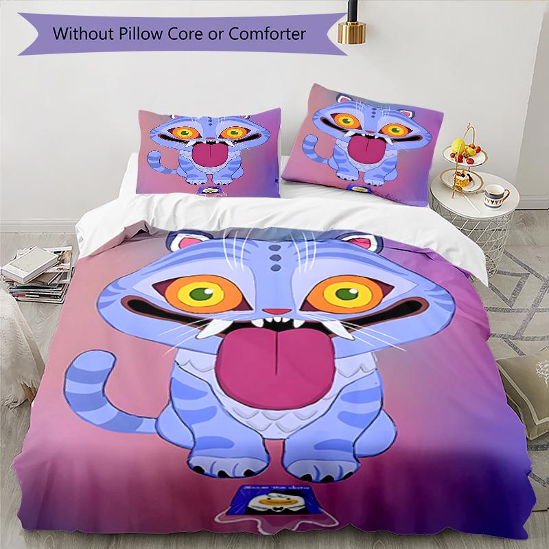 3pcs Kpop Demon Hunters Derpy Pattern Bedding Set Duvet Cover Set Includes Duvet Cover &pillowcases, Perfect All Season Bedroom Decoration & Gift