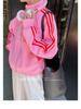 Women's Petite Pink Stand-up Collar Baseball Jacket - Sporty, Casual, for Spring and Autumn