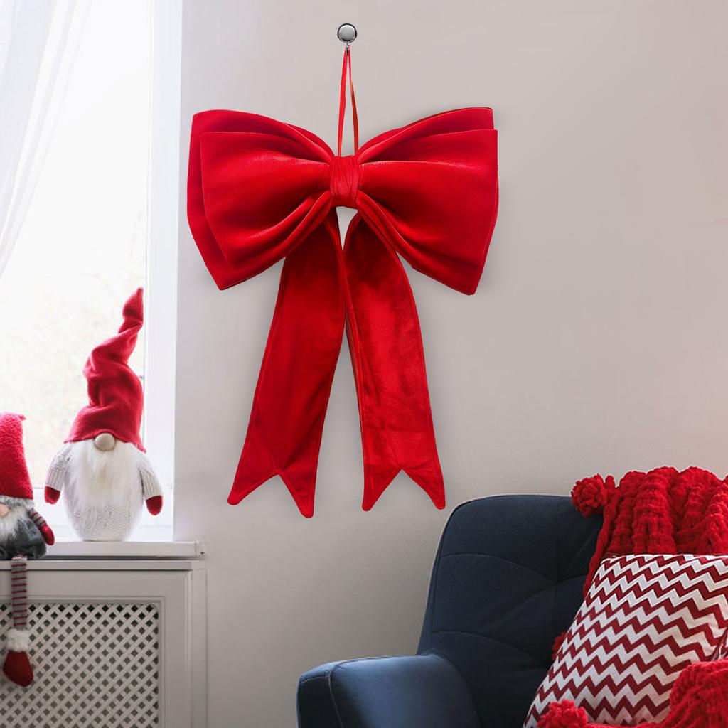 Christmas Tree Decorations, Large Red Velvet Bow Decorations, Shop Window Decorations, Background Wall Decorations