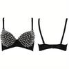 Women's Sexy Lingerie,Fashion Rhinestone Cover Bra Top for Dancing Performance Party,Spiky Steampunk Metallic Studded Rivets Top