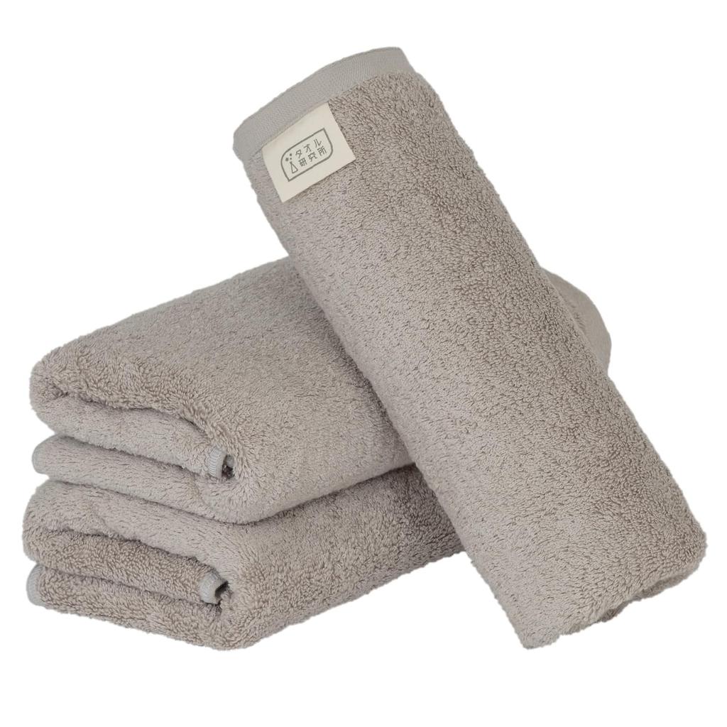 Towel Laboratory Large Face Light Set of JapanTechnology [Volume Rich] #003 Towel, Gray, 3, Hotel-Grade, Thick, Fluffy, High-Absorbency, Durable, 100%