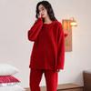 Half Fleece Pajamas Women'S Autumn And Winter Red Natal Year Coral Fleece Fleece Thickened Warm Loungewear Set