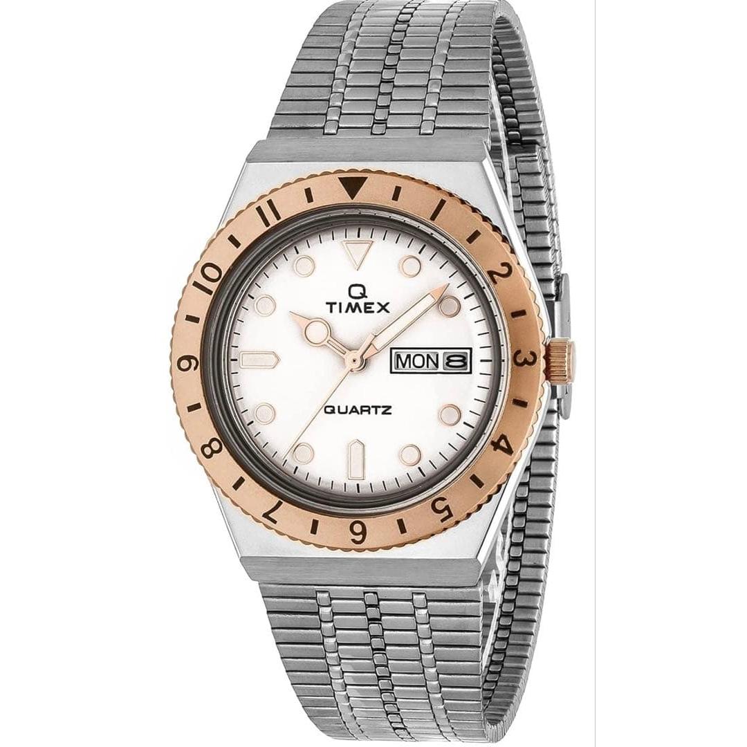 TIMEX/Q TIMEX/quartz watch/36mm white/gold