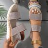 2024 Summer New Slope Heel Rubber Sandals Women's Matsu Sole Fish Mouth Loose Fit Feet Thick Sole Roman Sandals