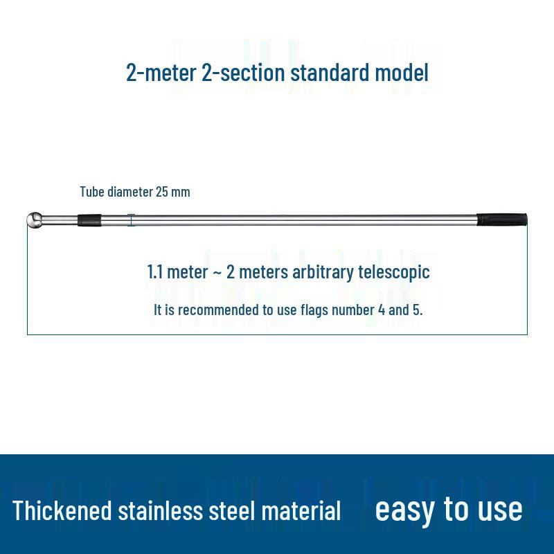 Hand-Crank Stainless Steel Telescopic Flagpole - Thickened, Outdoor, Handheld for Sports and Tour Guide Use