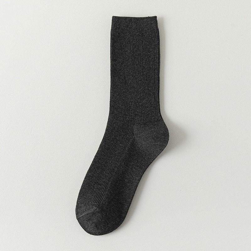 Gray Socks Pure Cotton Stacking Socks Spring And Autumn Thin Solid Color Double Needle Boneless Cotton Sweat-Absorbing Deodorant Medium Tube Socks