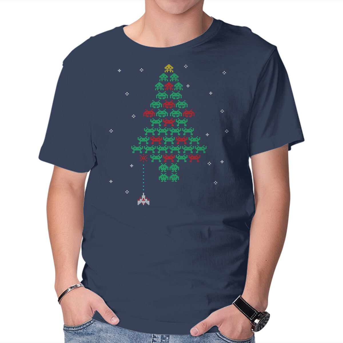 Unisex Crew Neck T-Shirt Christmas In Space Graphic Short Sleeve Casual Tee XXXXL