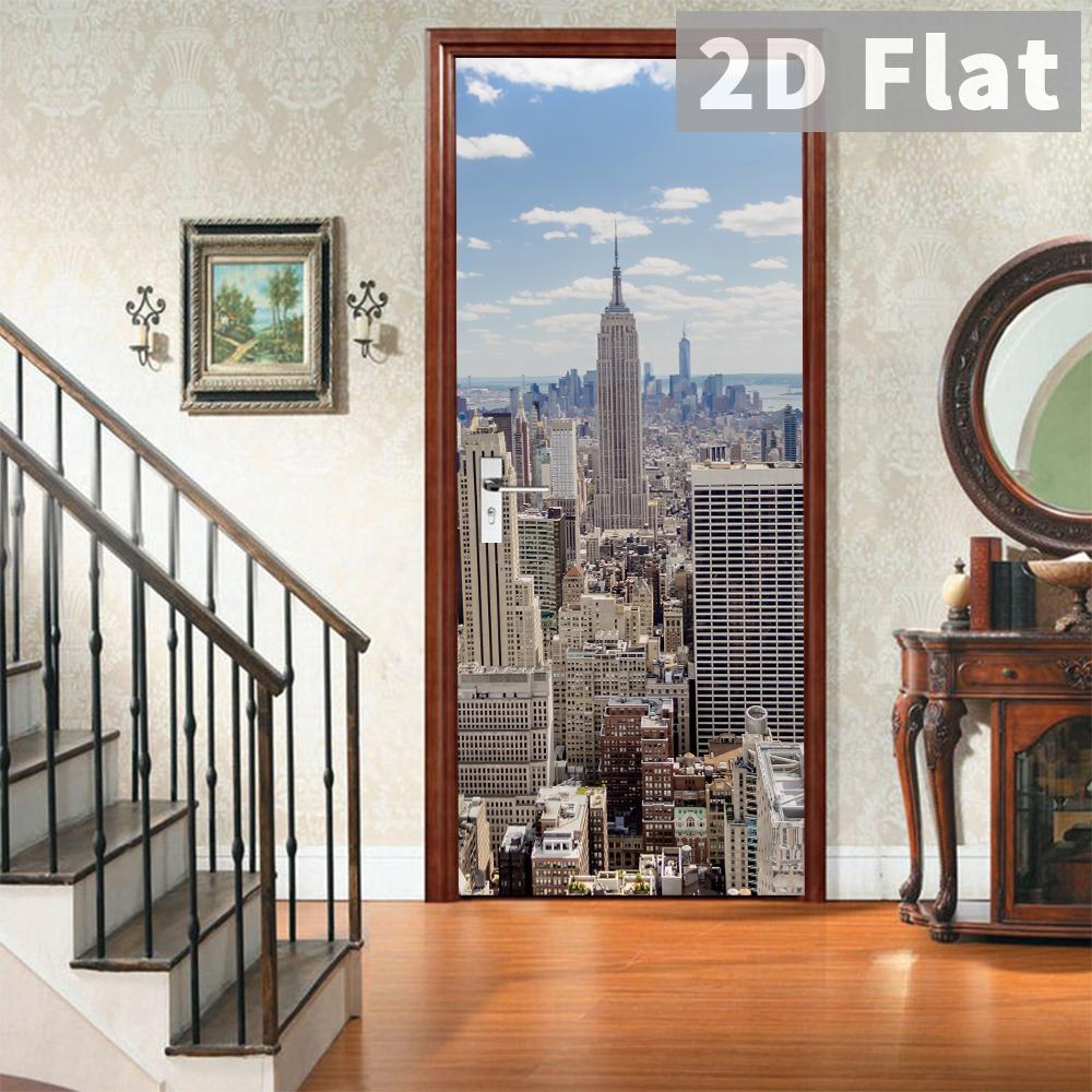 76Style 77/90cm Self-Adhesive Door Stickers Removable Wall Sticker Scenery Wallpaper Stone Stair Murals for Doors Modern Home Decor