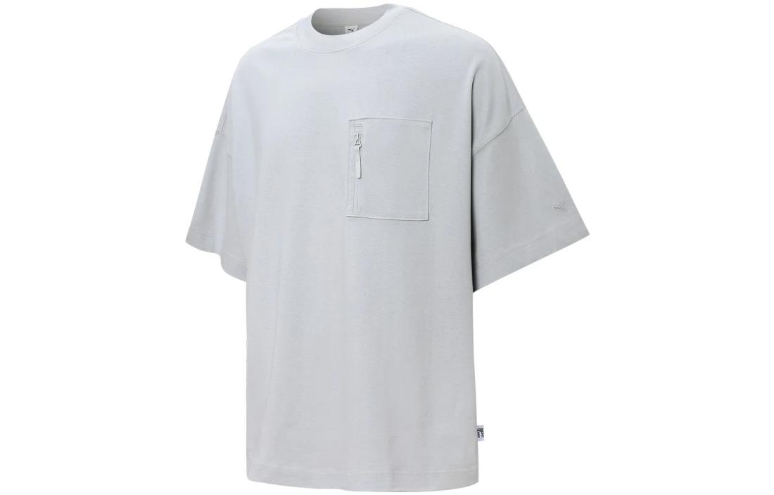 PUMA T Shirts Unisex Gray Crew Neck Moderate Straight Fit 534670-19 M