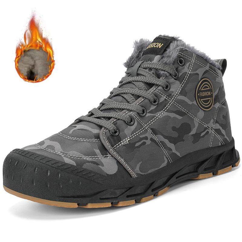 Pánské nepromokavé kotníkové boty Zimní teplé plyšové sněhule Muži Outdoorové tenisky Pracovní boty Pánské Gumové Zimní Pánské boty Velká velikost