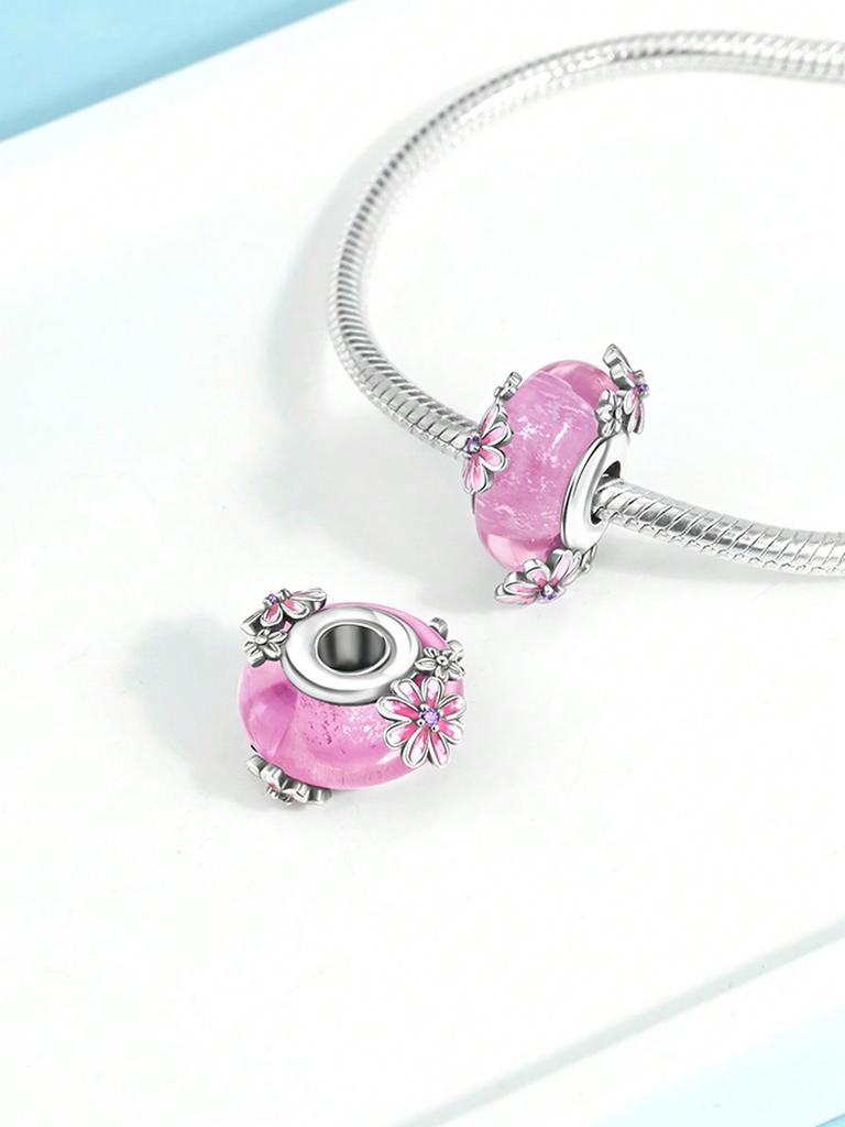 Pink Glass Beads Beads Charm Copper Plated Fit Charms Copperoriginal Bracelet For Jewelry Making Diy Charm