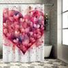 Watercolor Heart Splash Waterproof Shower Curtain, Artistic Design for Bathroom Decor, Enhances Romantic and Colorful Atmosphere
