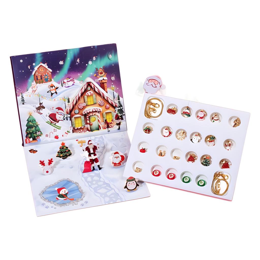 Kids DIY Beads Bracelet Making Kit 24 Grid Christmas Puzzle Blind Box Jewelry Gift Set Creative Toy