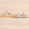 European and American Adjustable Sweet Butterfly Diamond Ring: Gold & Silver Two-Tone Fashionable Stacking Style for Women