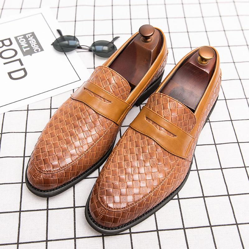Mens Leather Designer Brand Casual Classic for Men Smile Breathable Office Loafers Formal Business Footwear Dress Shoes Flats 48