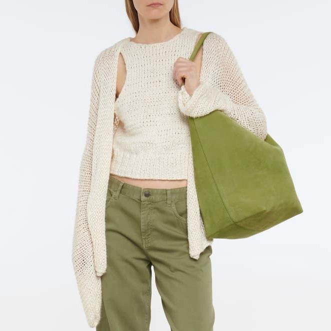 Celebrity Style Leather Bucket Bag | Genuine Cowhide Suede Tote | Large Capacity Shoulder & Underarm Design