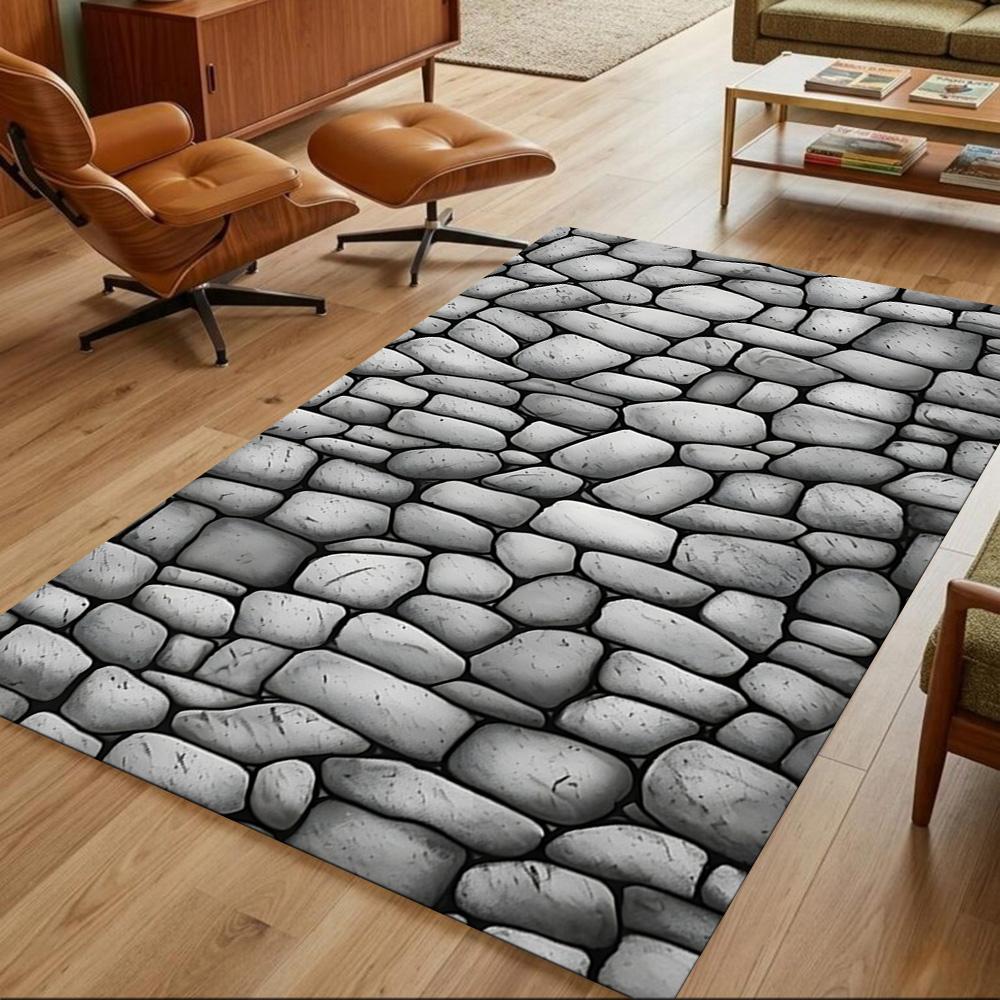 Stone Wall Texture Pattern Non-Slip Home Carpet Design for Living Room Bedroom Office Decor Gift with Vibrant Pattern and Comfortable