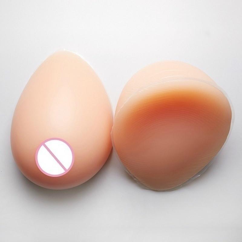 New Silicone Breast Form Waterdrop Shaped Fake Breast Self-Adhesive Padded Bra for Transgender