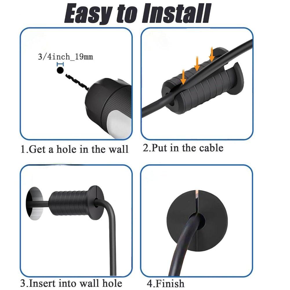 4pcs Silicone Wall Grommets Threaded Non-slip Ethernet Cable Grommets Wall Mount Cable Grommets for Starlink