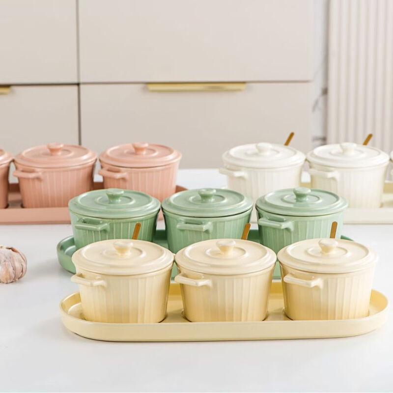 Cream Style Ceramic Seasoning Jar Set