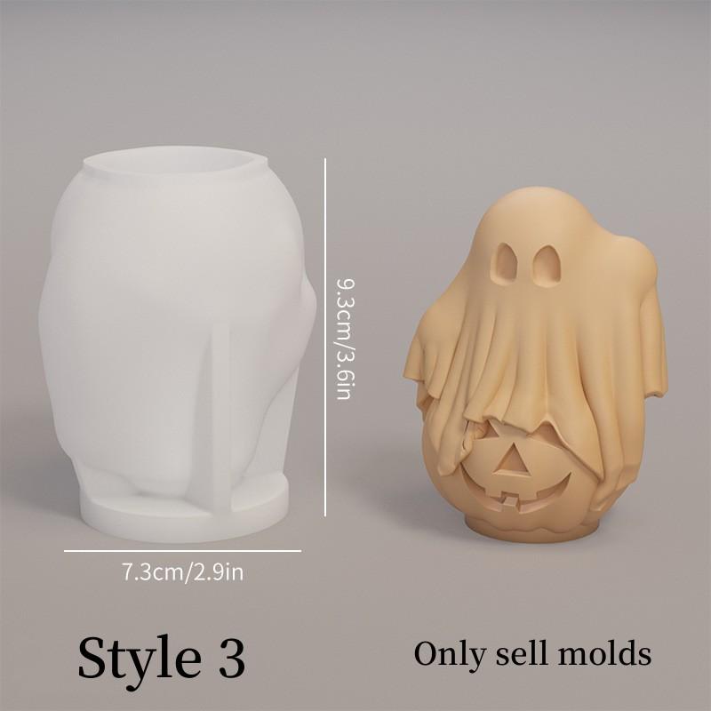 3D Cartoon Funny Ghost Silicone Candle Mold,Halloween Ghost Pumpkin Decor Making Mold,Diy Epoxy Resin Plaster Craft Casting Mold
