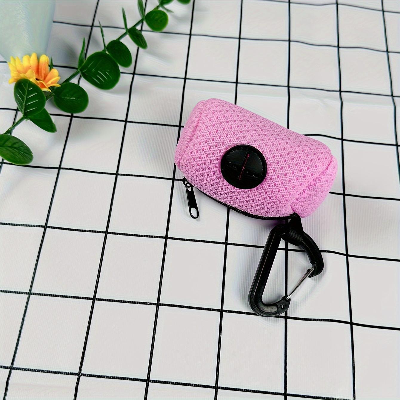 

Полиэстеровый держатель для мешков для отходов домашних животных с застежкой-молнией, дозатор мешков для собачьих экскрементов с карабином для поводка, мусорный мешок, принадлежности для животных розовый