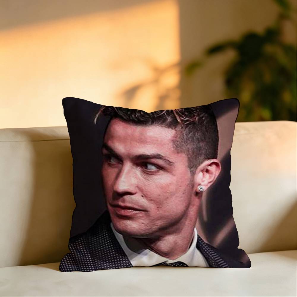 Football Star Ronaldo Square DoubleSided printed Pillow Case Bedroom Bedside Pillow Sofa Cushion Cover
