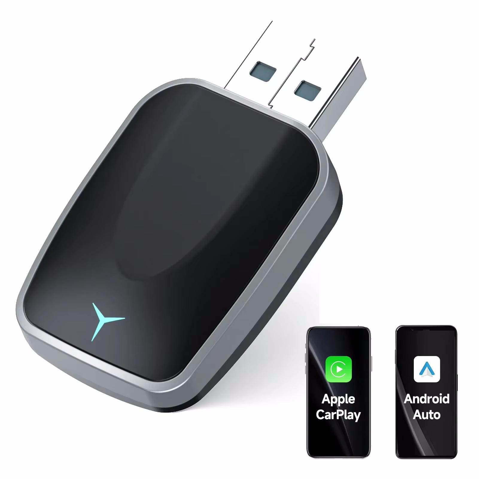 

2025 НОВЫЙ 2 в 1 беспроводной Carplay AI Box Android Auto Plug And Play, применимый для преобразования оригинального автомобильного проводного Carplay в беспроводной чёрный