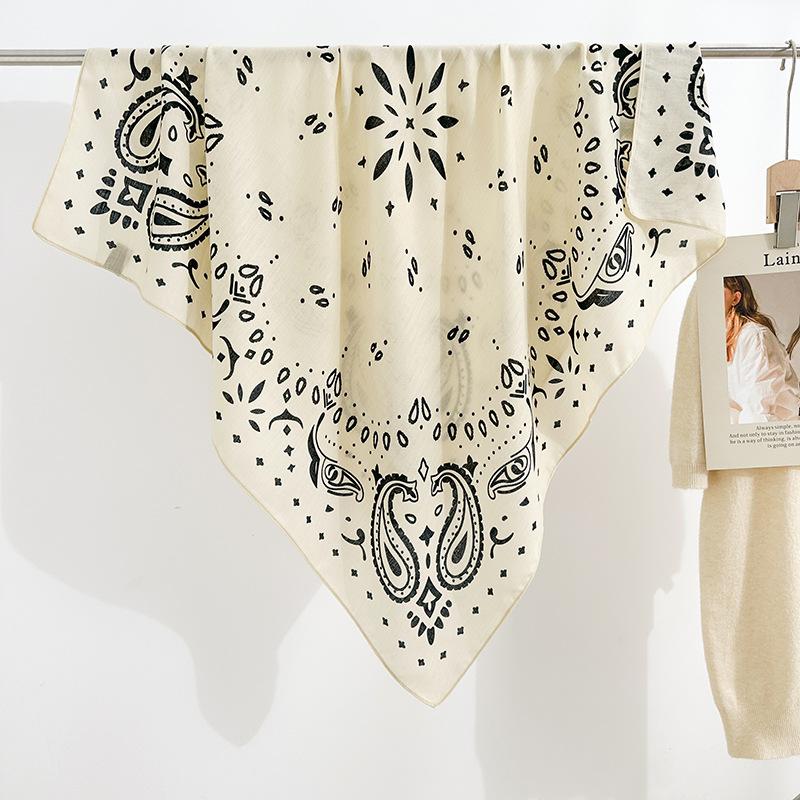 Spring new herringbone print small square scarf cashew flower literary silk scarf decorative scarf paisley print headscarf 90*90
