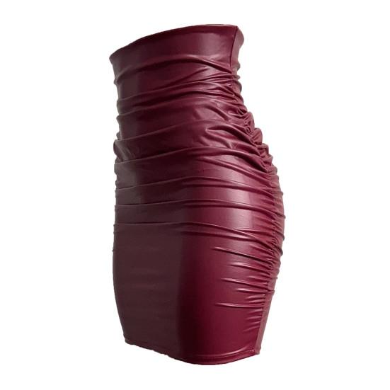 Damska Spódnica Wysoki Stan Sztuczna Skóra Obcisła Biodra Plisowany Dół Mini Spódnica Dojazdowa Ulica Krótka Spódnica Codzienne Ubranie