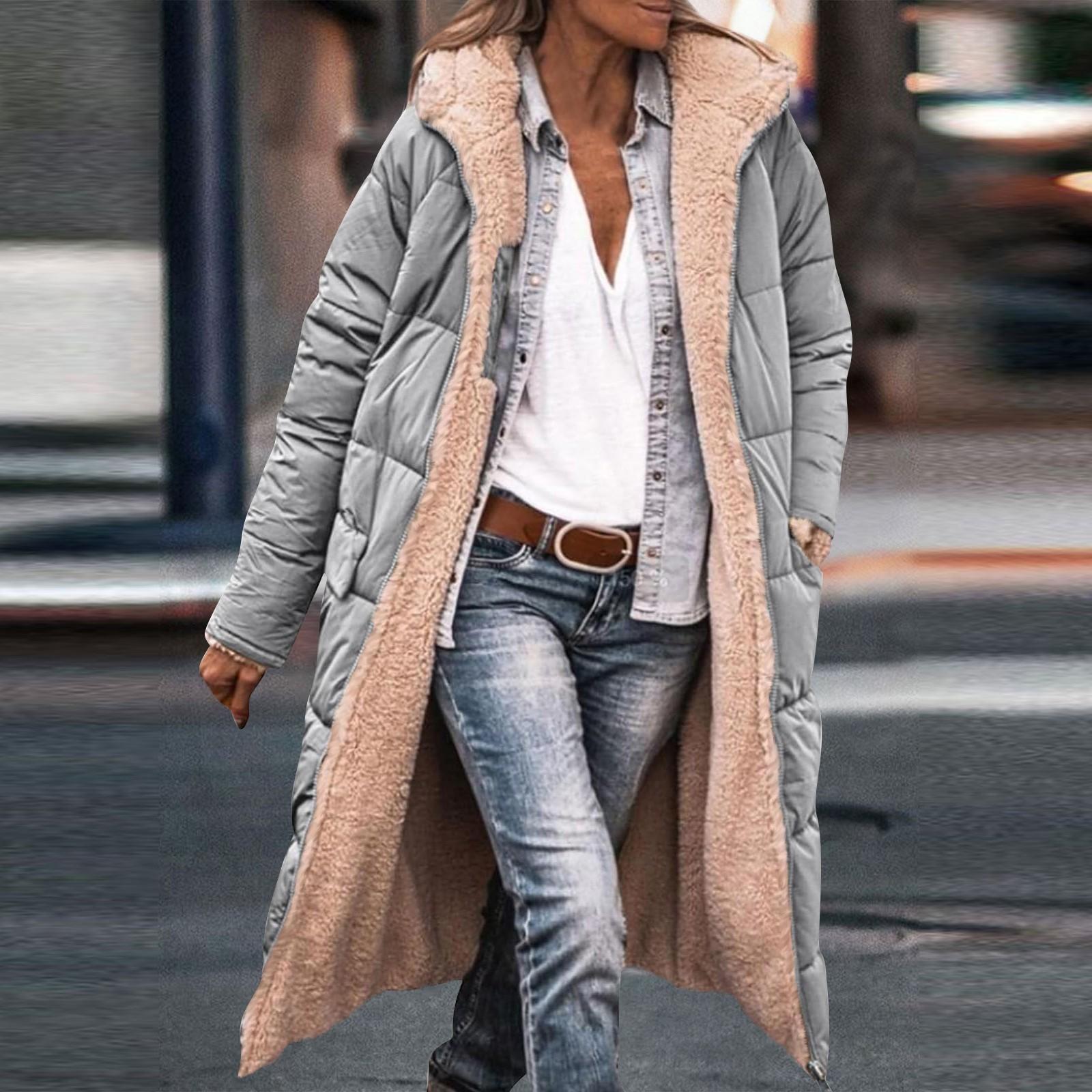 

Женская стильная лоскутная двусторонняя куртка с длинными рукавами и капюшоном для женщин M