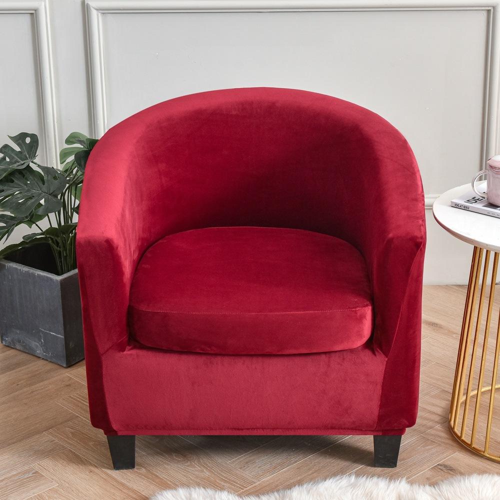 Velvet Club Chair Cover 2pcs/Set Tub Sofa Cover Small Round Sofa Slipcovers for Living Room Couch Cover With Seat Cushion Covers