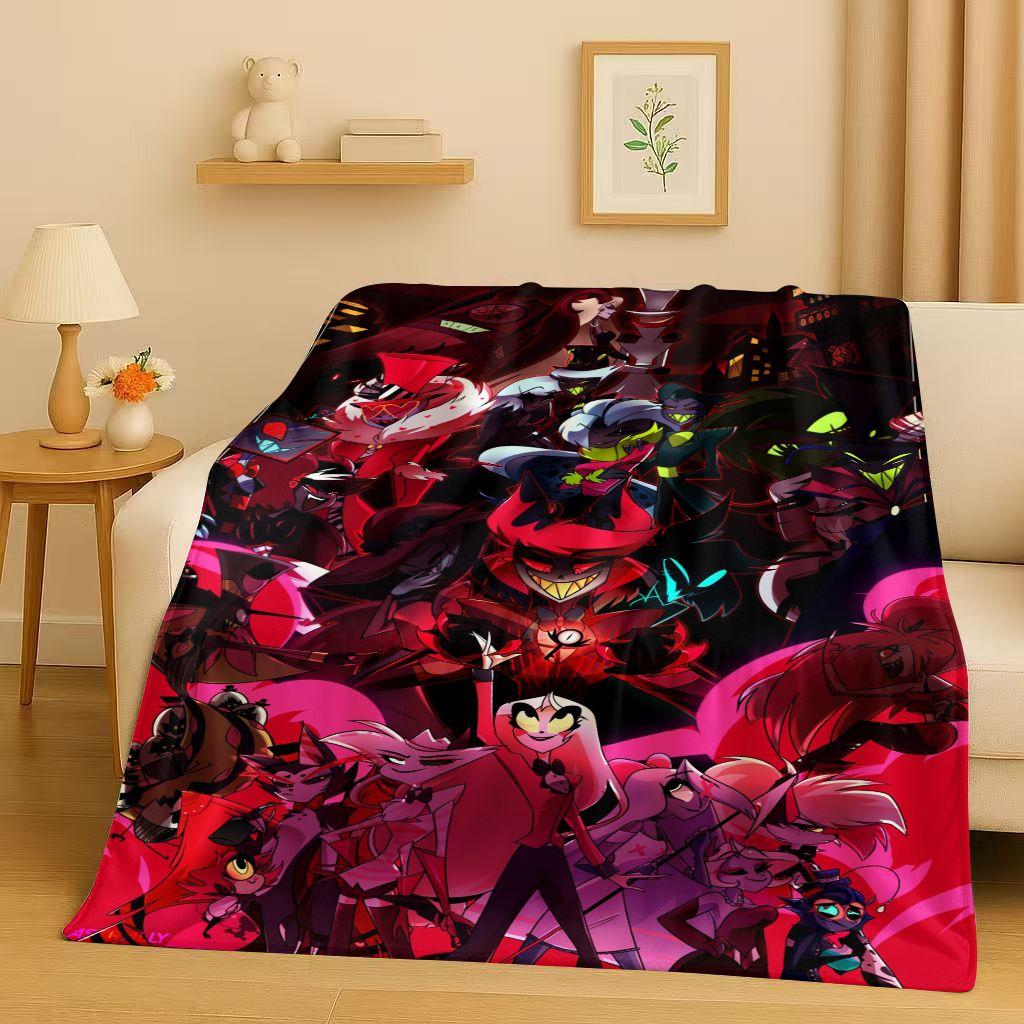 3D Cartoon H-Hazbin Hotel Angel Dust Alastor Flannel Blanket,Soft Warm Plush Throw for Home Bedroom Bed Sofa Cover Office Gift