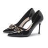 Women's Thin Heel Shoes Spring New Pointed Head Shallow Mouth Metal Chain Set Foot Anti-slip Wear-resistant High Heels