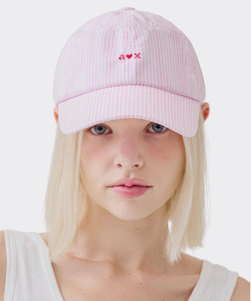 AOX Aox Stripe Ribbon Ball Cap Pink