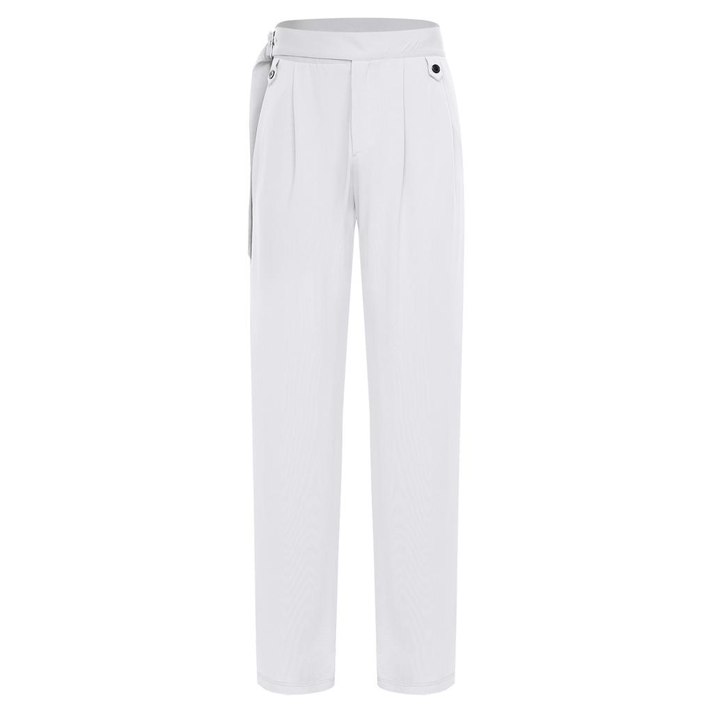 Pantaloni de dans pentru bărbați cu cataramă reglabilă, pantaloni cu curea și buzunare, îmbrăcăminte pentru dans de sală, latin, modern